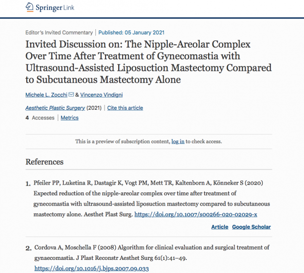 Un nuovo articolo su Aesthetic Plastic Surgery